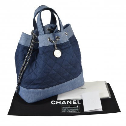 CHANEL Drawstring Denim Backpack Rucksack Second Hand 1