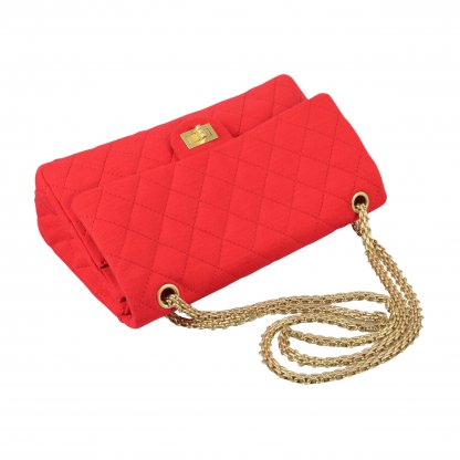 CHANEL 2.55 Reissue Jersey Double Flap Bag 227 Rot Handtasche Second Hand 6