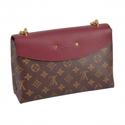 Louis Vuitton Saint Placide Monogram Canvas Bordeaux Leder Handtasche Second Hand 3