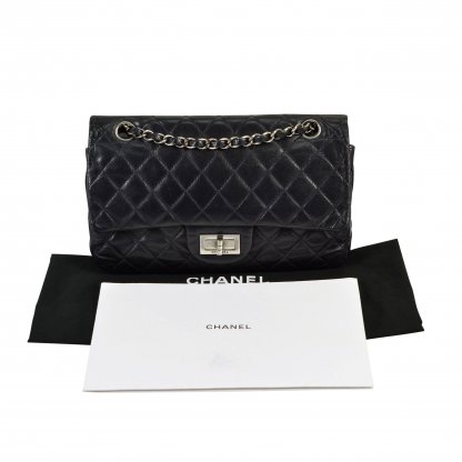 CHANEL 2.55 Reissue Medium Double Flap Bag Leder Handtasche Schwarz Scond Hand 1