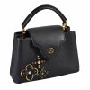 Louis Vuitton Capucines BB Flower Noir Leder Handtasche Schwarz Second Hand 3