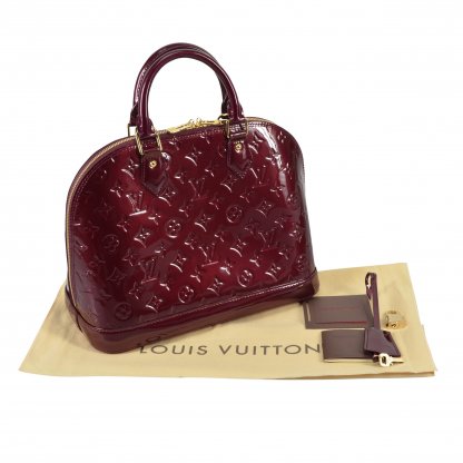 Louis Vuitton Alma PM Monogram Vernis Leder Handtasche Rouge Fauviste Second Hand 1