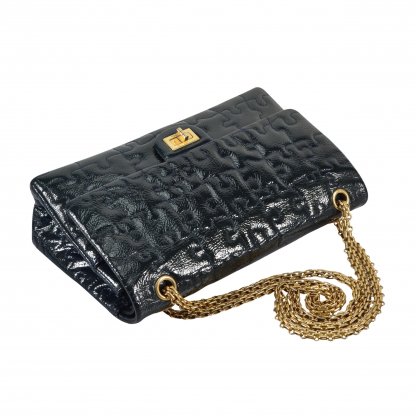 CHANEL 2.55 Reissue Puzzle Double Flap Bag Lackleder Handtasche Second Hand 6