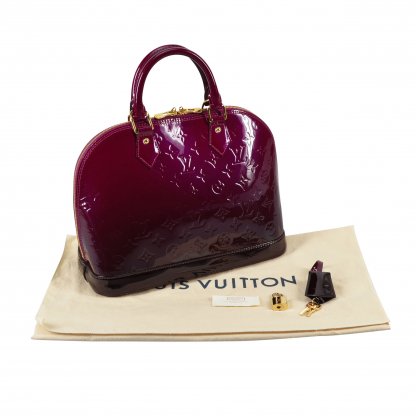 Louis Vuitton Alma PM Monogram Vernis Leder Handtasche Magenta Degrade Second Hand 1