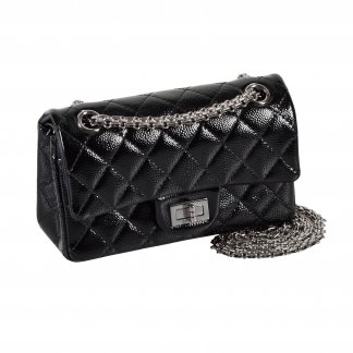 CHANEL 2.55 Small Reissue Double Flap Bag 224 Schwarz Caviar Lackleder Handtasche Second Hand 2