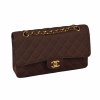 CHANEL Timeless Medium Jersey Double Flap Bag Klassische Handtasche Braun Second Hand 2