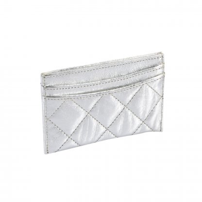 CHANEL 2.55 Cardholder Leder Kartenetui Silber Metallic Second Hand 3