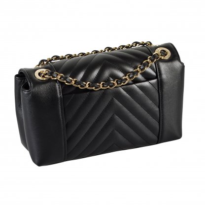 CHANEL Chevron Flap Bag Timeless Handtasche Schwarz Second Hand 14751 2