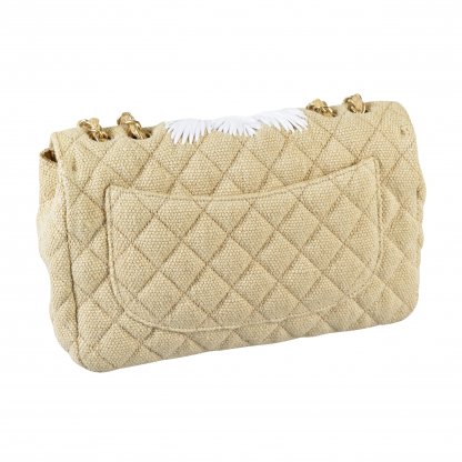 CHANEL Raffia Jumbo Flap Bag Classic Timeless Handtasche Beige Weiß Second Hand 14733 2