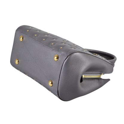 Louis Vuitton Studded Montaigne BB Monogram Empreinte Gris Leder Handtasche Grau Second Hand 14774 3