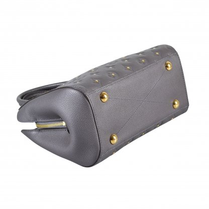 Louis Vuitton Studded Montaigne BB Monogram Empreinte Gris Leder Handtasche Grau Second Hand 14774 4