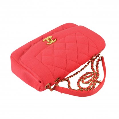 CHANEL Diana Jersey Flap Bag Handtasche Coral Second Hand 14954 7