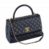 CHANEL Coco Handle Medium Flap Bag Leder Handtasche Dunkelblau Second Hand 15150 2