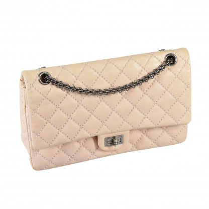 CHANEL 2.55 Reissue Flap Bag 226 Leder Handtasche Beige Nude Second Hand 15043 1