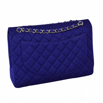 CHANEL Klassische Maxi Single Flap Bag Jersey Handtasche Second Hand Blau 15475 2