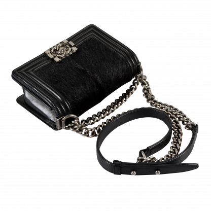 CHANEL Boy Bag Small Goat Hair Handtasche Schwarz Second Hand 15363 6