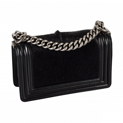 CHANEL Boy Bag Small Goat Hair Handtasche Schwarz Second Hand 15363 3