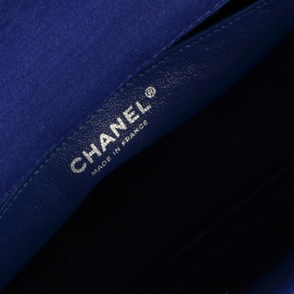 CHANEL Klassische Maxi Single Flap Bag Jersey Handtasche Second Hand Blau 15475 8