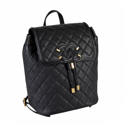 CHANEL Filigree Cavair Leder Rucksack Schwarz Second Hand 15403 2