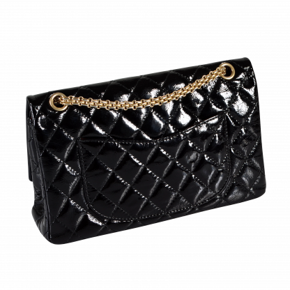 CHANEL 2.55 Reissue Double Flap Bag Lackleder Handtasche Schwarz Second Hand 15535 3