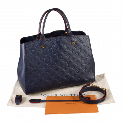 Louis Vuitton Montaigne GM Monogram Empreinte Leder Handtasche Marine Rouge Second Hand 15534 1