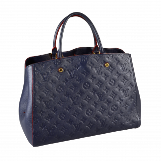 Louis Vuitton Montaigne GM Monogram Empreinte Leder Handtasche Marine Rouge Second Hand 15534 2