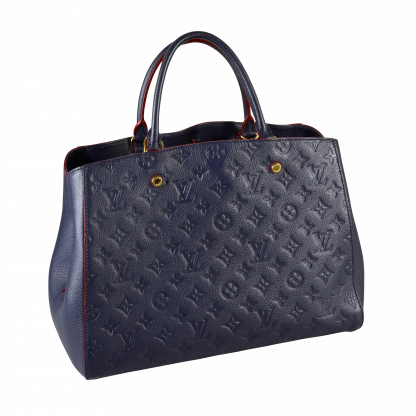 Louis Vuitton Montaigne GM Monogram Empreinte Leder Handtasche Marine Rouge Second Hand 15534 2