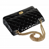 CHANEL 2.55 Reissue Double Flap Bag Lackleder Handtasche Schwarz Second Hand 15535 6