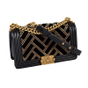 CHANEL Boy Bag Medium Samt Kalbsleder Handtasche Schwarz Gold Second Hand 15715 1