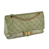 CHANEL 2.55 Reissue Double Flap Bag 227 Metallic Denim Handtasche Khaki Gold 15716 1