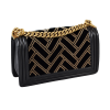 CHANEL Boy Bag Medium Samt Kalbsleder Handtasche Schwarz Gold Second Hand 15715 2