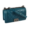 CHANEL Boy Bag Medium Leder Handtasche Petrol Second Hand 15714 1
