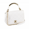 CHANEL Small Carry Chic Top Handle Flap Bag Leder Handtasche Weiß Second Hand 15863 1