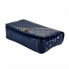 CHANEL Diamond Quilted Chevron Flap Bag Leder Handtasche Marineblau Second Hand 15904 3