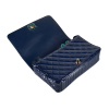 CHANEL Diamond Quilted Chevron Flap Bag Leder Handtasche Marineblau Second Hand 15904 5