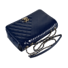 CHANEL Diamond Quilted Chevron Flap Bag Leder Handtasche Marineblau Second Hand 15904 6