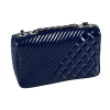 CHANEL Diamond Quilted Chevron Flap Bag Leder Handtasche Marineblau Second Hand 15904 2