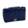 CHANEL Diamond Quilted Chevron Flap Bag Leder Handtasche Marineblau Second Hand 15904 1