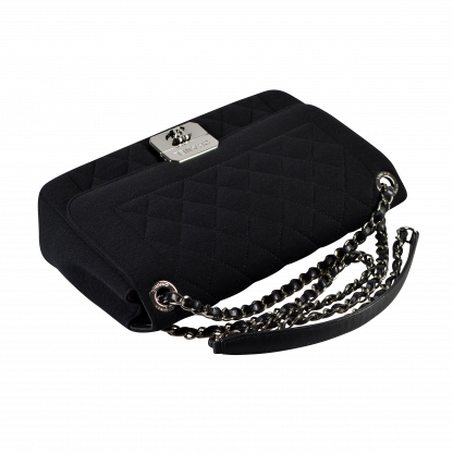 CHANEL Jersey Flap Bag Handtasche Schwarz Second Hand 16133 6