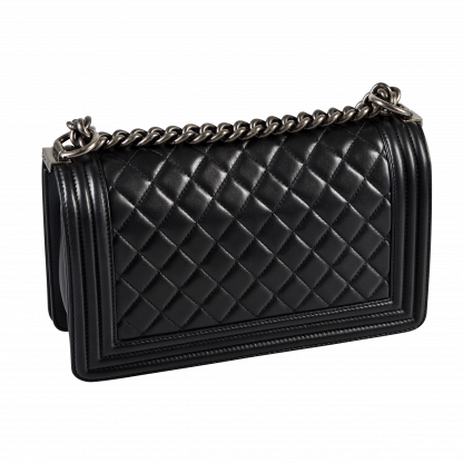 CHANEL Boy Bag Medium Leder Handtasche Schwarz Second Hand 16352 2