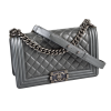 CHANEL Boy Bag Medium Leder Handtasche Grau Second Hand 16501 2