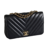CHANEL Chevron Rectangular Mini Flap Bag Leder Handtasche Schwarz Second Hand 16670 1