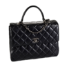 CHANEL Large Trendy CC Top Handle Flap Bag Leder Handtasche Schwarz Second Hand 17243 1