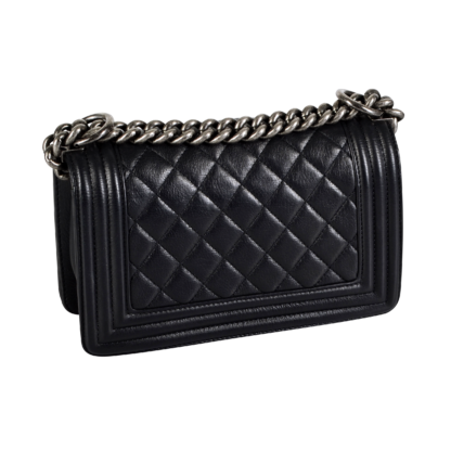 CHANEL Small Boy Bag Leder Handtasche Schwarz Second Hand 17242 2