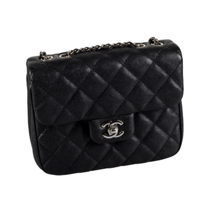 CHANEL Classic Timeless Square Flap Bag Kaviar Leder Handtasche Schwarz Second Hand 17649 1