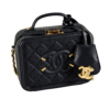 CHANEL Small Vanity Filigree Bag Leder Handtasche Schwarz Second Hand 17864 2