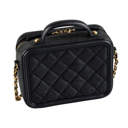 CHANEL Small Vanity Filigree Bag Leder Handtasche Schwarz Second Hand 17864 3