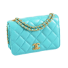 Chanel Small Flap Bag Leder Handtasche Türkisblau Second Hand 17955 1