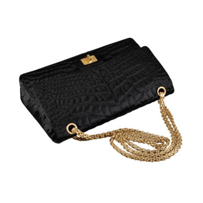 CHANEL 2.55 Silk Medium Flap Bag Handtasche Schwarz Second Hand 18010 5