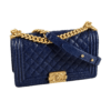 CHANEL Boy Bag Medium Caviar Leder Handtasche Marineblau Second Hand 18038 1
